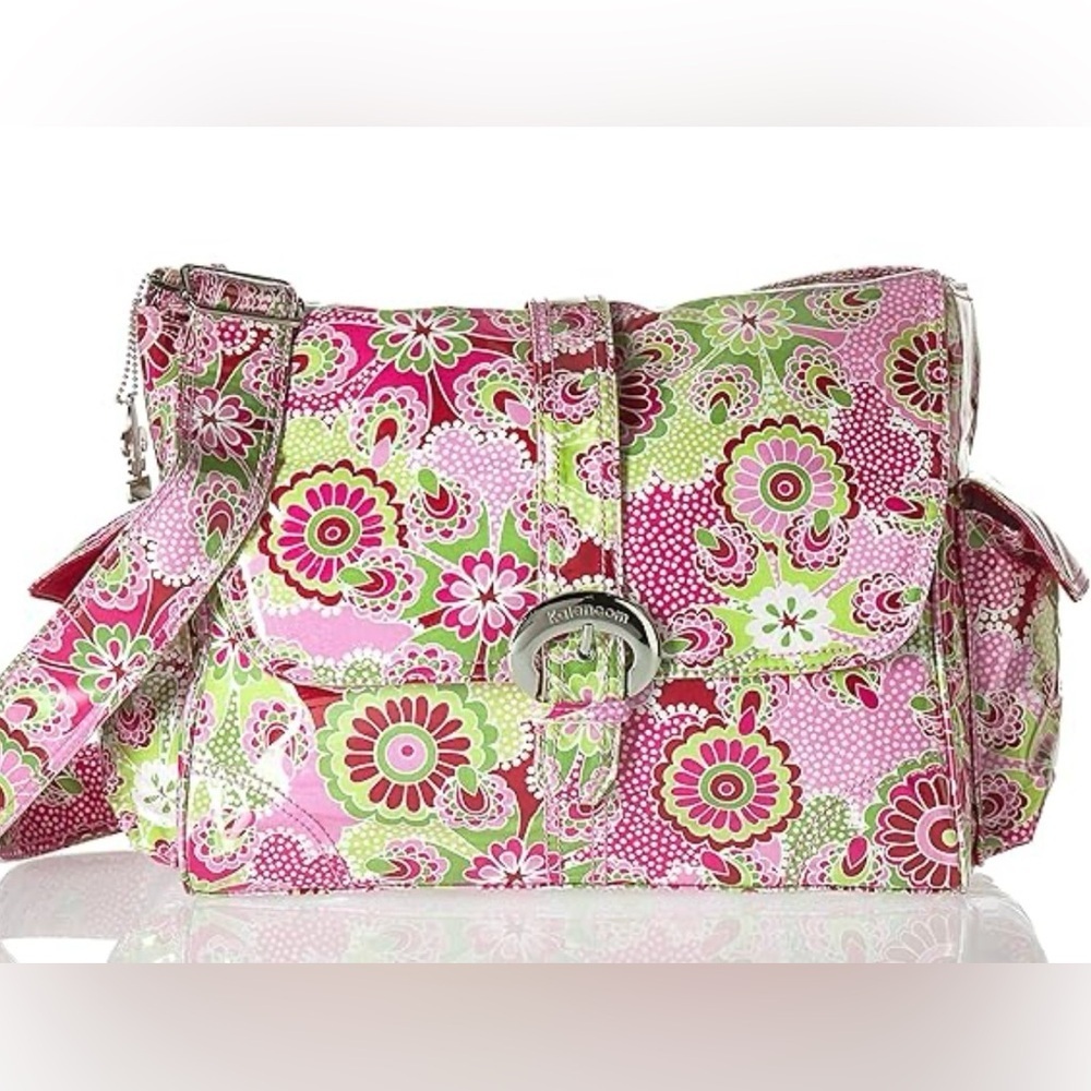 NWT Kalencom Laminated Buckle Diaper Bag, Gypsy Paisley Cotton Candy